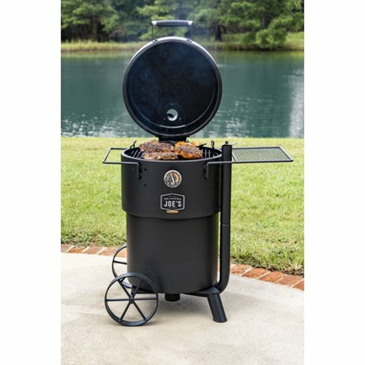 Oklahoma Joe's Bronco Charcoal Barrel Drum Smoker- Black