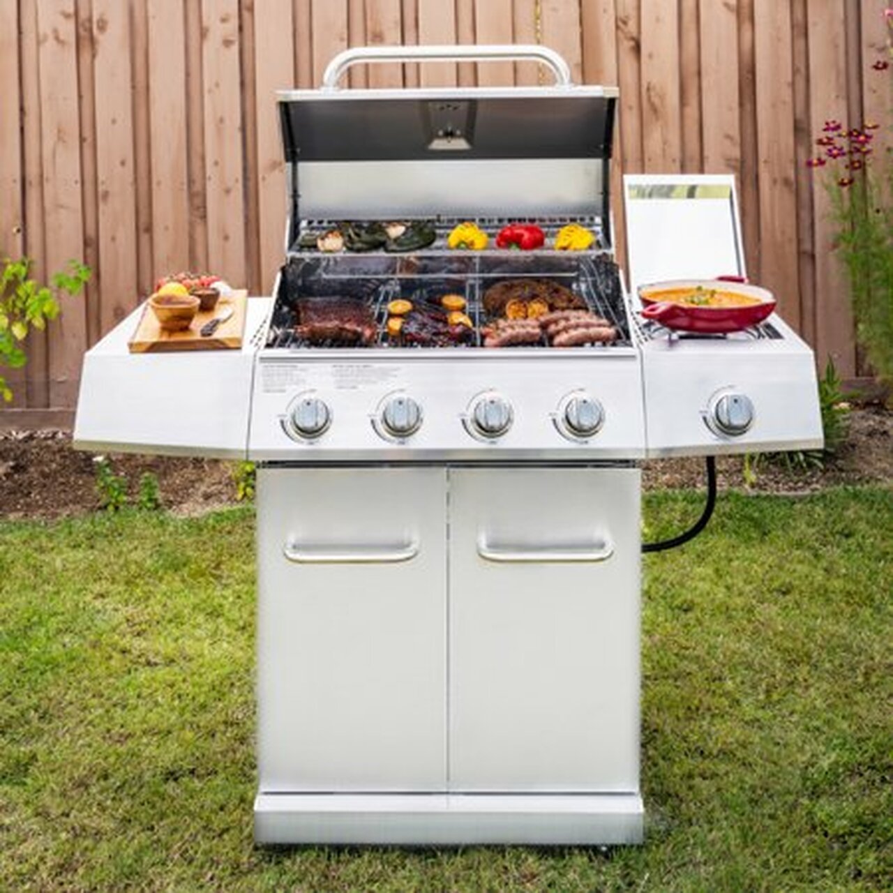 Expert Grill 4 Burner with Side Burner Propane Gas Grill in Stainless Steel