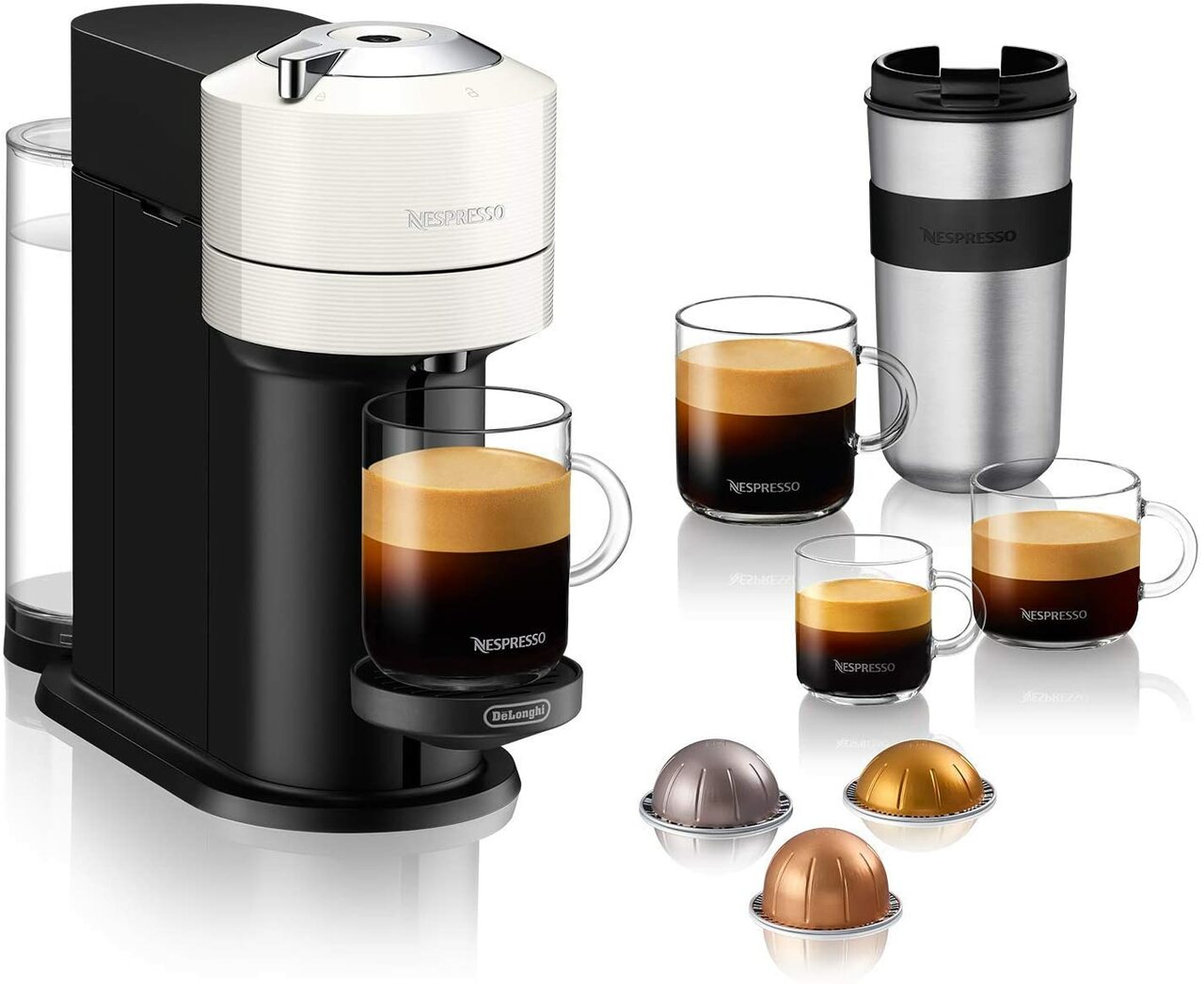 Nespresso ENV120WAE Vertuo Next Coffee and Espresso Maker, Machine + Aeroccino, White