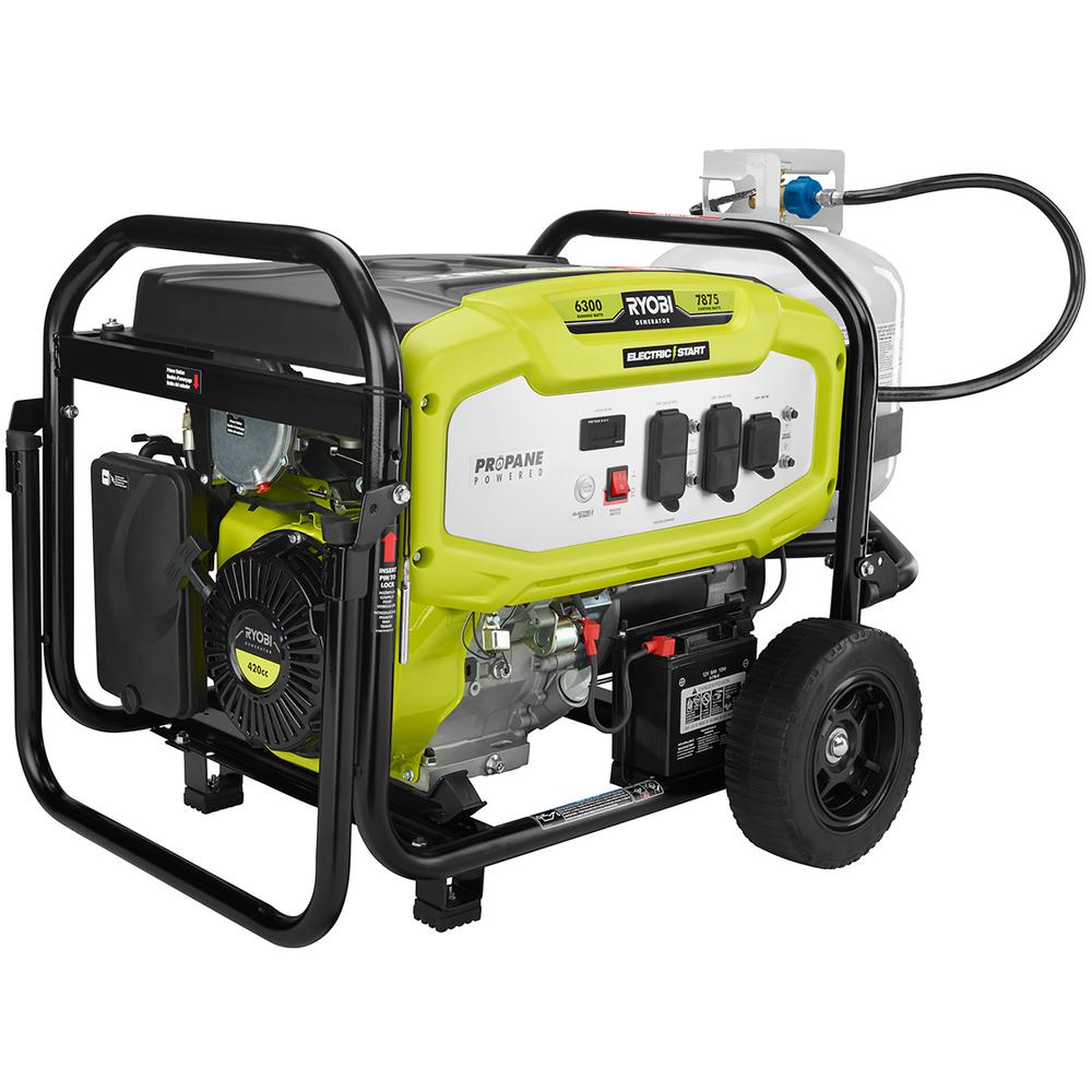 Ryobi 6,300-Watt Propane Gas Powered Electric Start Portable Generator