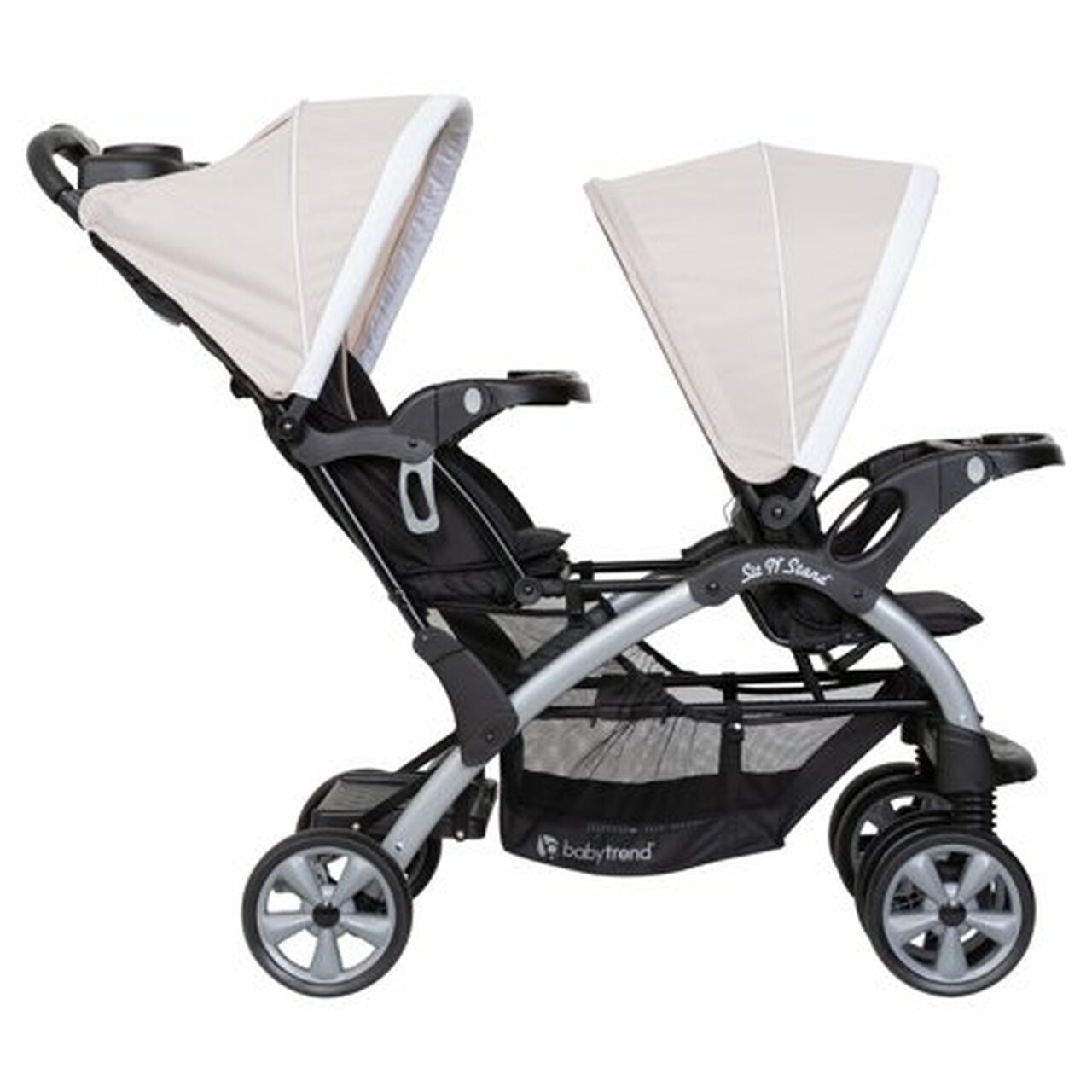 Baby Trend Sit N Stand Travel Compact Toddler Baby Double Stroller, Modern Khaki