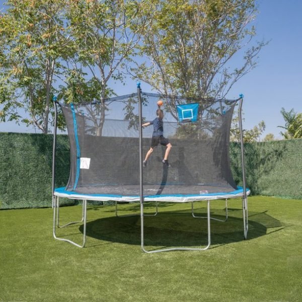 Pro 14' Trampoline with Safety Enclosure and Basketball System