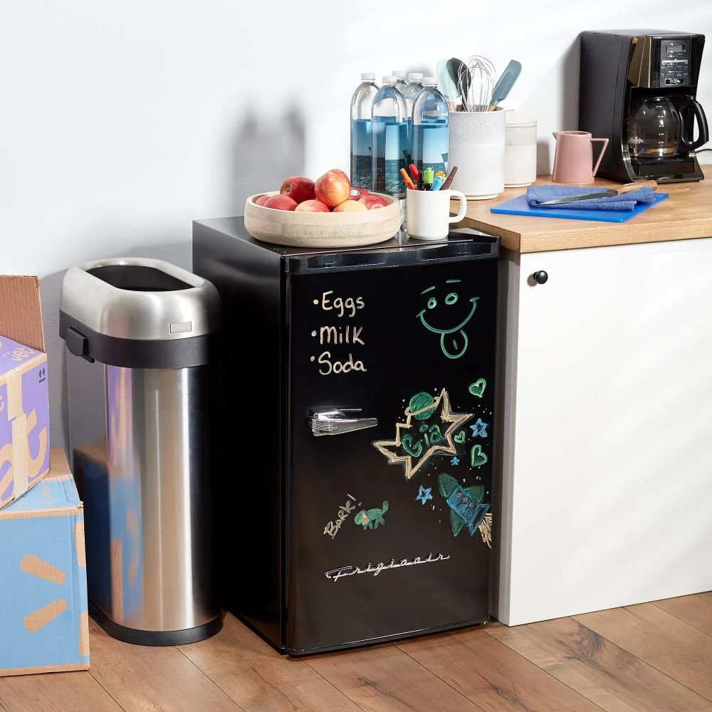 3.2 Cu ft Retro Dry Erase Compact Refrigerator, (EFR331-BLACK), Black