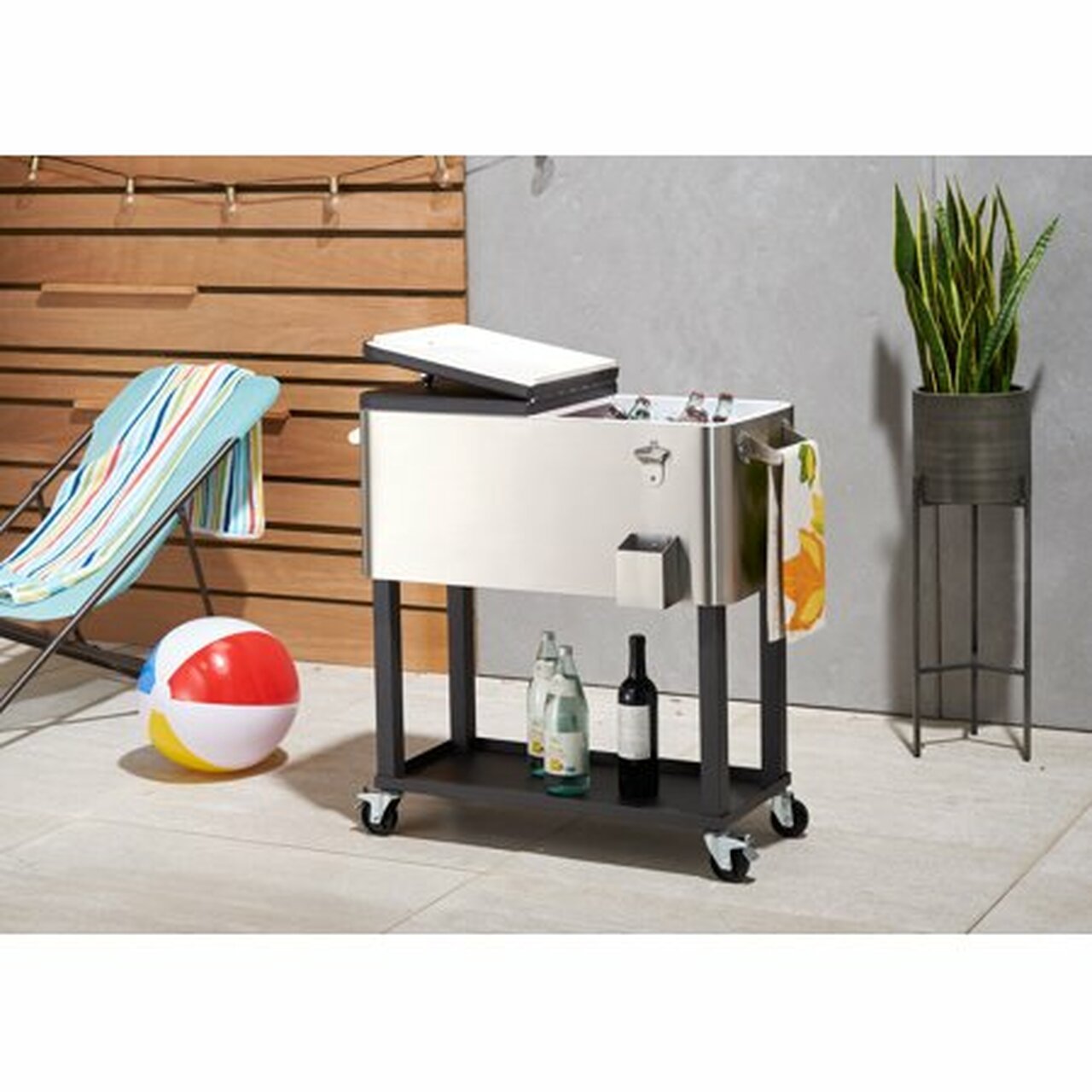 TRINITY 80 Quart Stainless Steel Cooler w/ Shelf