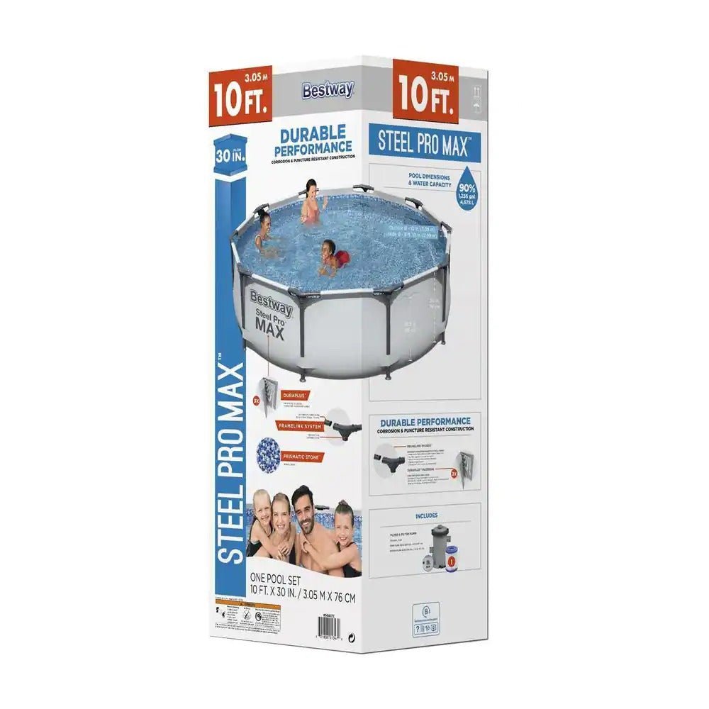 Swimming Pool-Bestway 10 Feet x 30 Inches Steel Pro Frame Round Above Ground Swimming Pool Set
