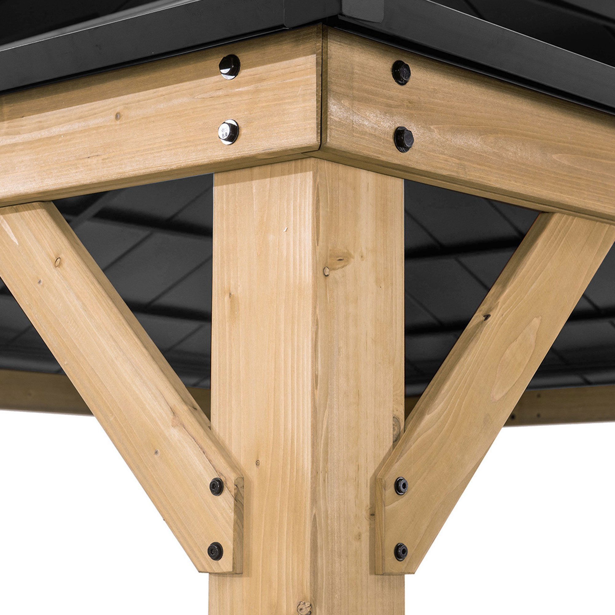 Sunjoy Black Archwood 11 ft. x 13 ft. Cedar Framed Gazebo with Hook and Steel Roof