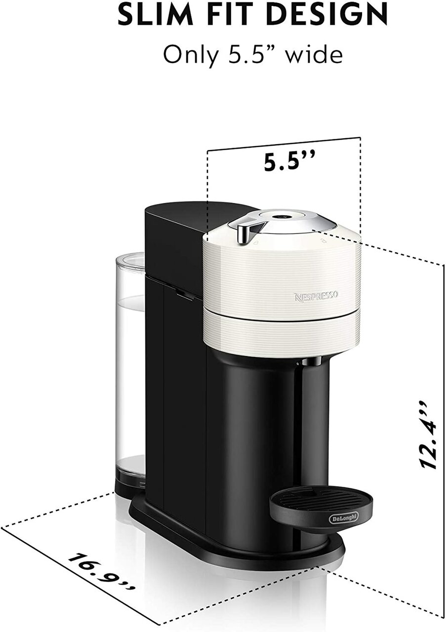 Nespresso ENV120WAE Vertuo Next Coffee and Espresso Maker, Machine + Aeroccino, White