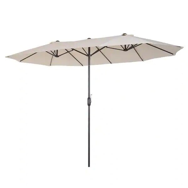 Outsunny 15-foot Steel Rectangular Double Sided Market Umbrella - Beige