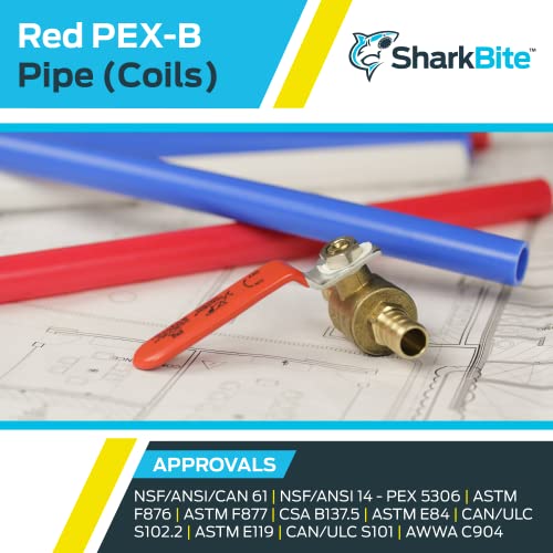 SharkBite U870R500 PEX Pipe 3/4 Inch, Red, Flexible Water Pipe Tubing, Potable Water, Push-to-Connect Plumbing Fittings, 500 Feet Coil of Piping