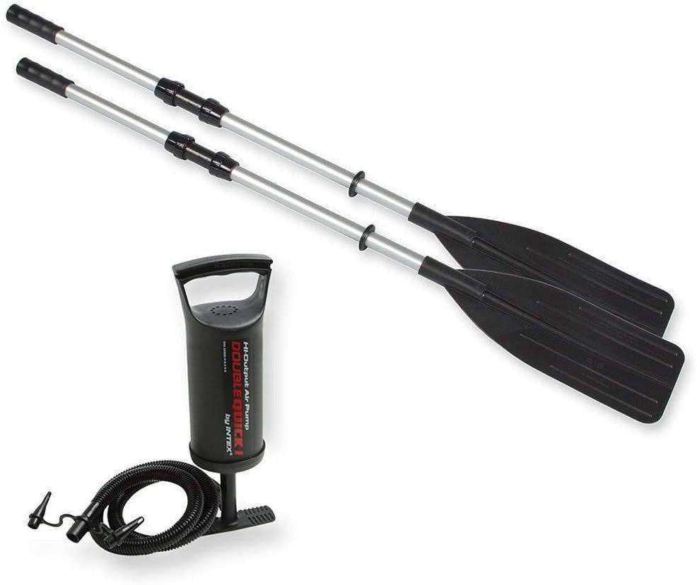 Intex Excursion 5 Person Inflatable Raft, 2 Oars & 2 Red Life Jackets, Large XL