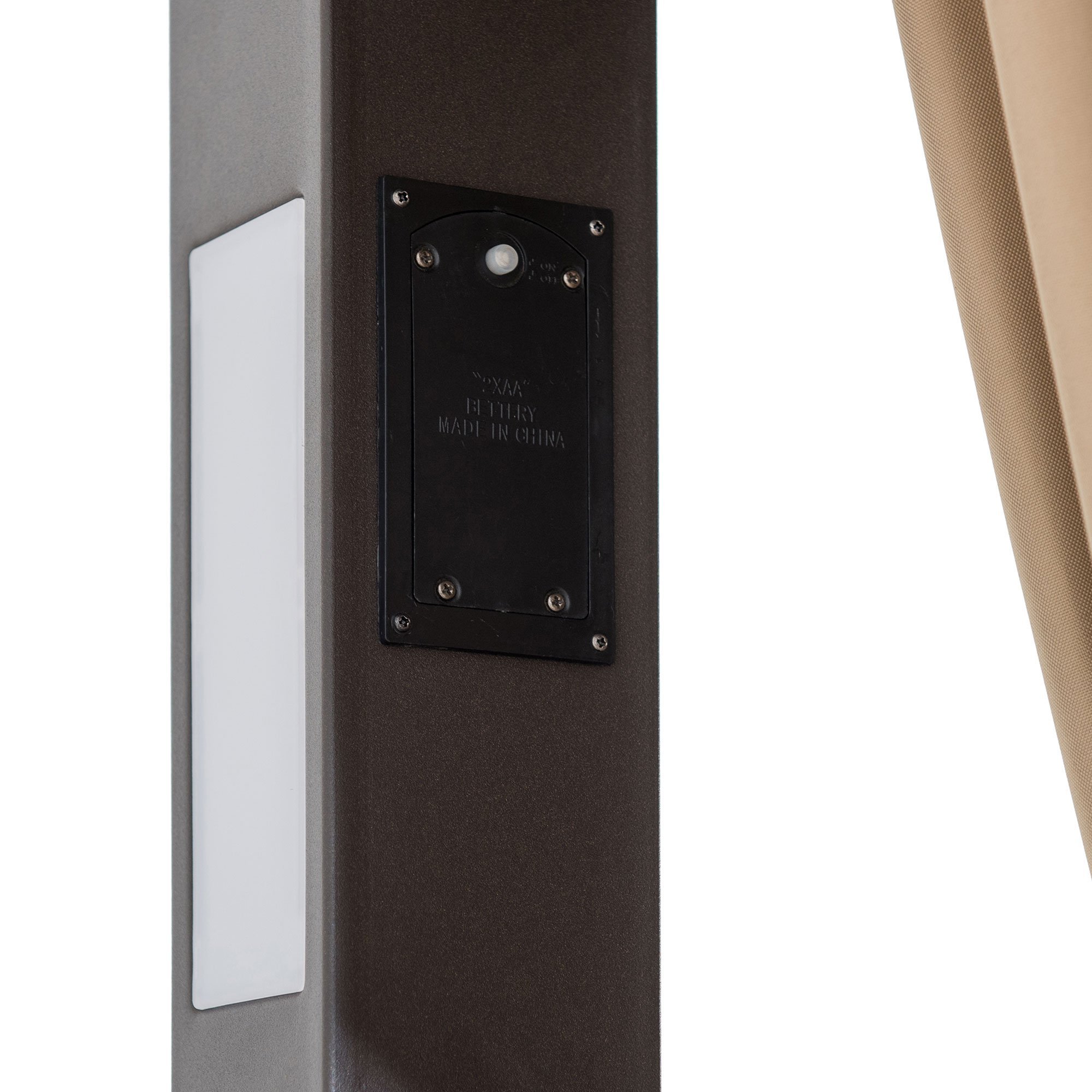 Sunjoy 11 ft. x 13 ft. Tan and Brown Gazebo with LED Lighting and Bluetooth Sound and Curtains