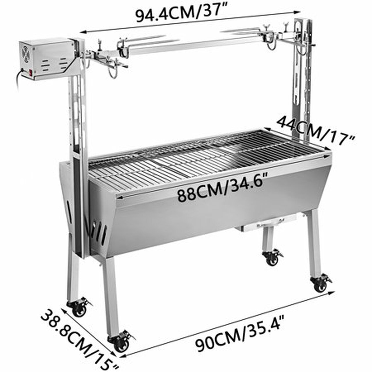 VEVOR 88Lbs/40KG BBQ Rotisserie Kit Pig Spit Rotisserie Grill Universal Rotisserie Kit