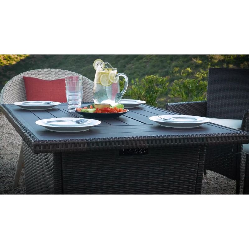 Best Choice Products 52in Wicker Propane Gas Fire Pit Table 50,000 BTU w/ Glass Wind Guard, Tank Holder, Cover