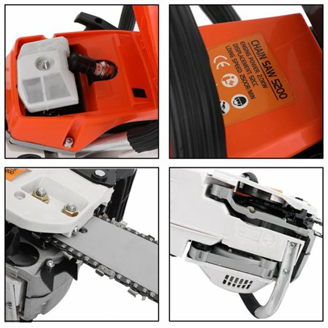 Hot Selling 22' 52CC Gasoline Chainsaw Cutting Wood Gas Sawing Aluminum Crankcase Chain Saw