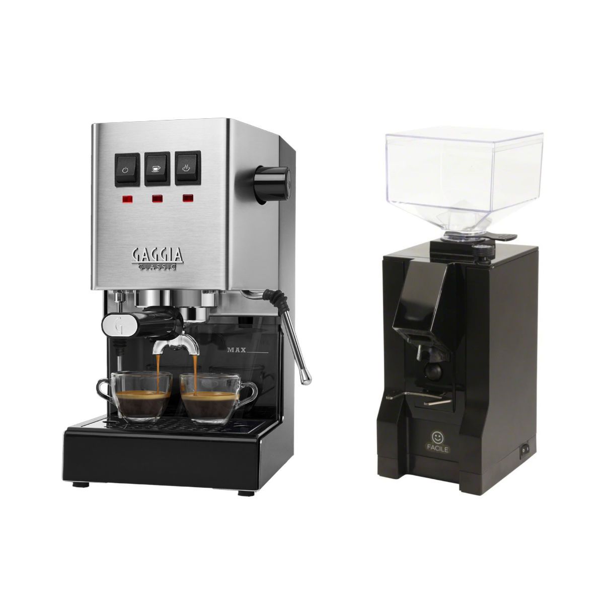 Gaggia Classic Pro Stainless & Eureka Mignon Facile Grinder Combo