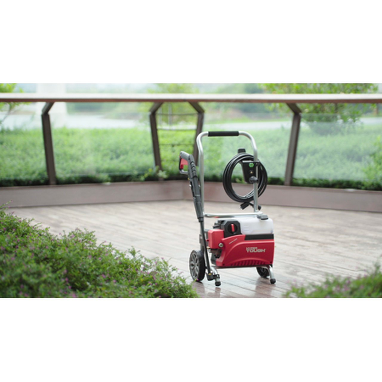 Hyper Tough Electric Pressure Washer 1800PSI Ideal for Car Wash Rugged Steel Fram, Red Black