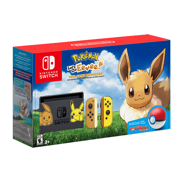 Nintendo Switch Pikachu Eevee Edition with Pokemon Let Go, Eevee + Poke Ball Plus