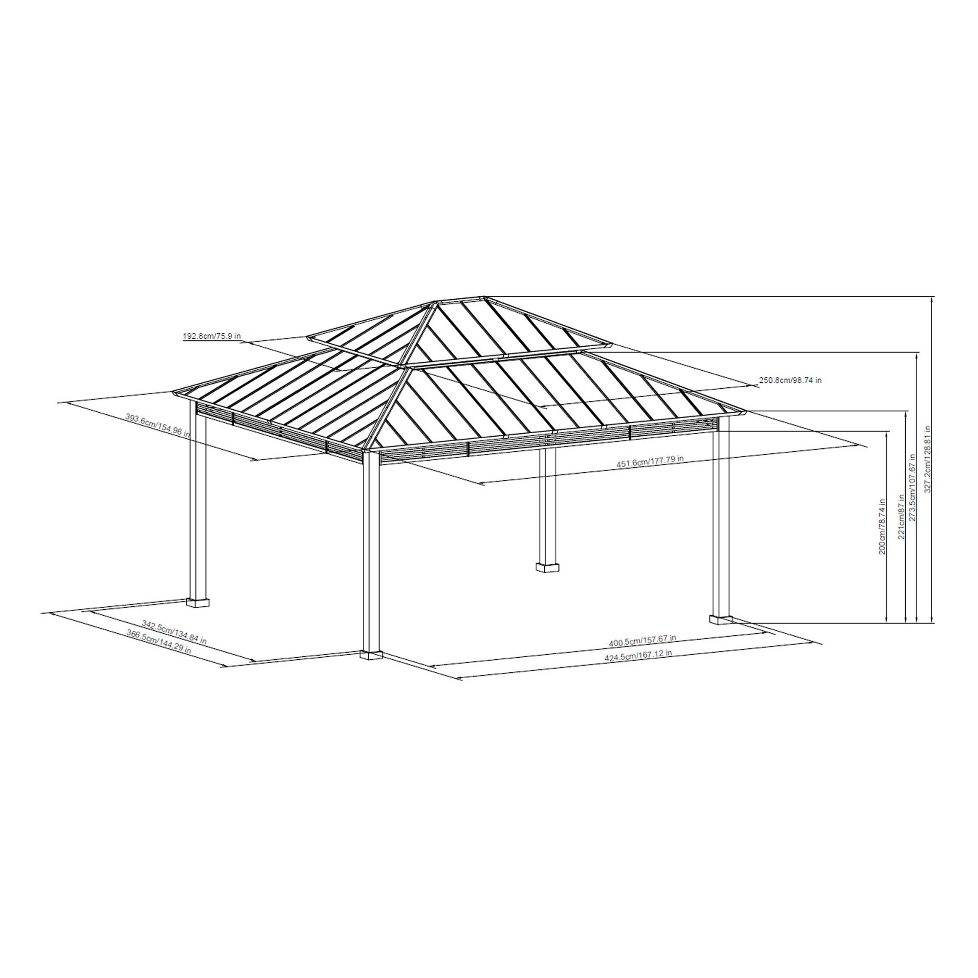 SummerCove Roberts 13 ft. x 15 ft. 2-tier Hardtop Gazebo