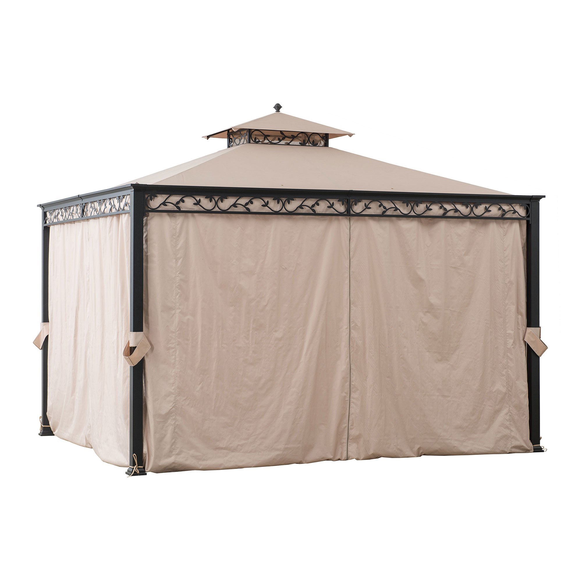 Sunjoy 10 ft. x 12 ft. Soft Top Steel Gazebo with Mosquito Netting and Curtains