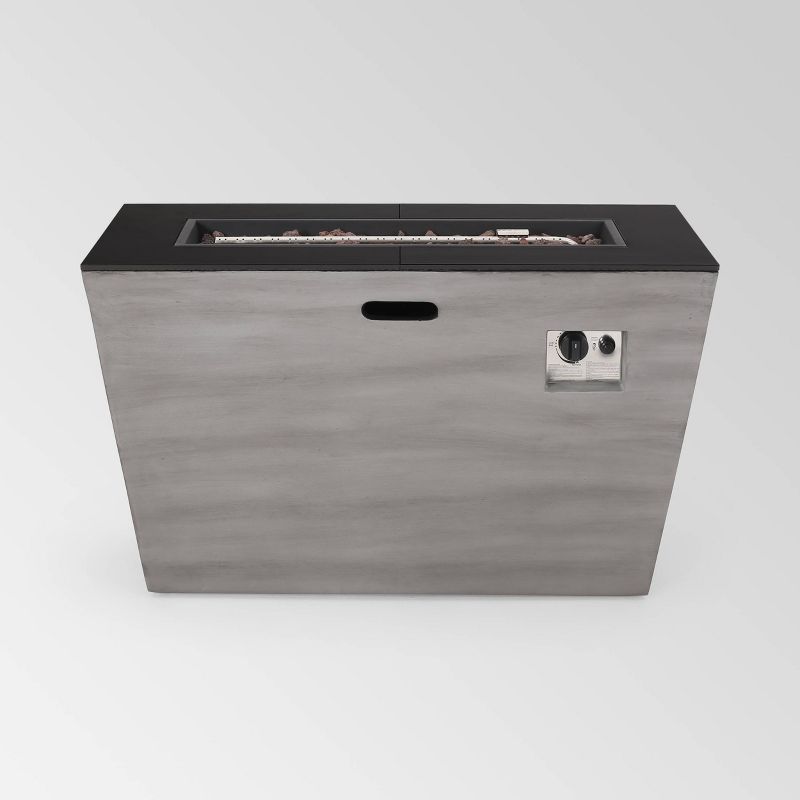 Langton Rectangular 40″ Light Weight Concrete Gas Fire Pit Dark Gray – Christopher Knight Home