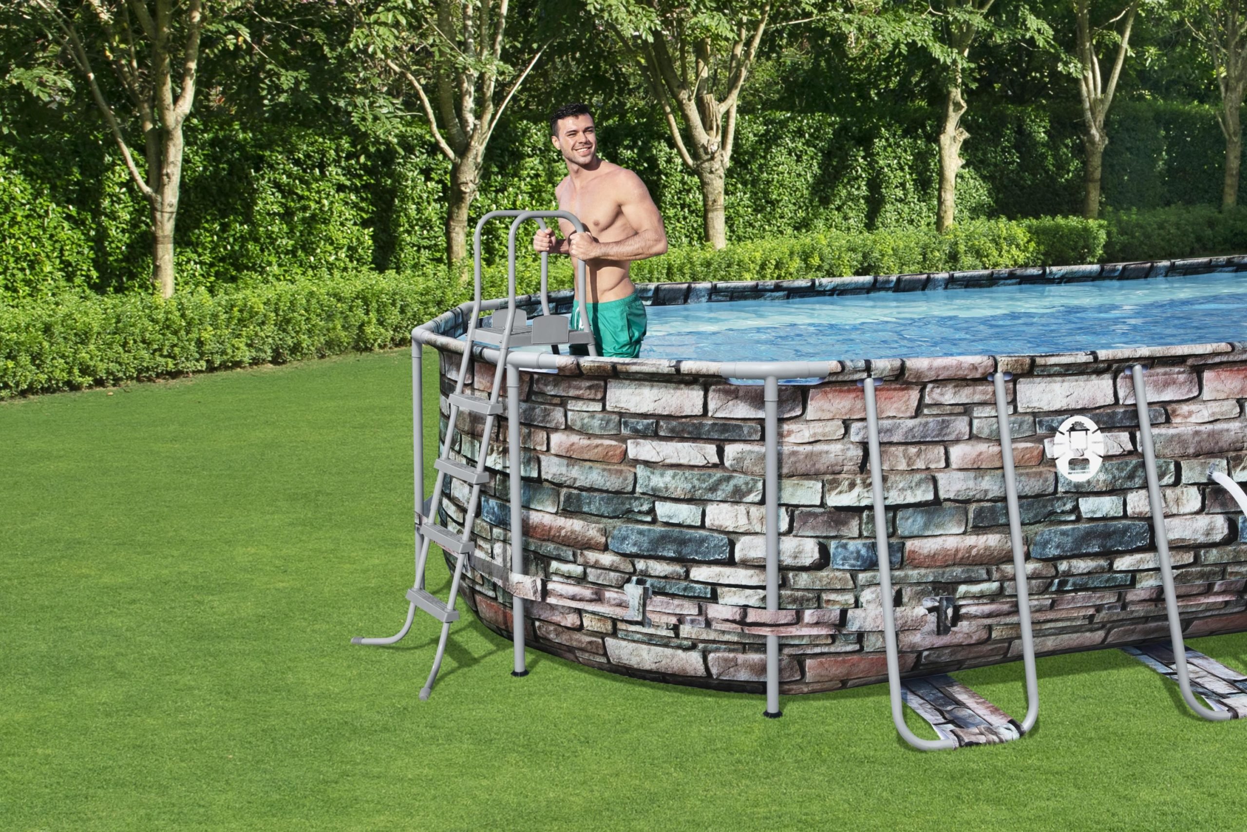 Swimming Pool-Coleman 26' x 12' x 52' Oval Above Ground Pool Set
