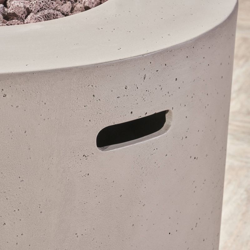 Aidan Round 31″ Lightweight Concrete Gas Fire Pit – Light Gray – Christopher Knight Home