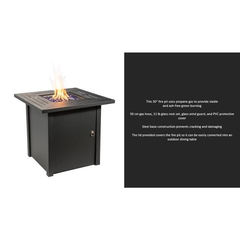 Oasis 30″ Square Steel Propane Gas Fire Pit – Teamson Home