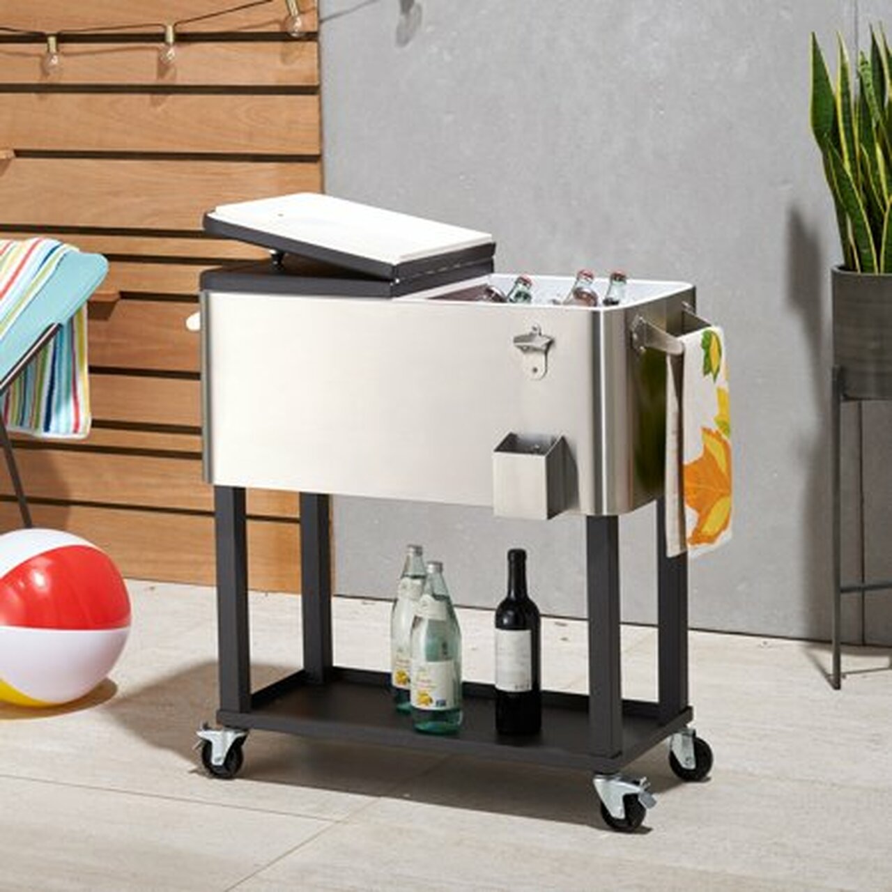 TRINITY 100 Quart Stainless Steel Cooler w/ Shelf