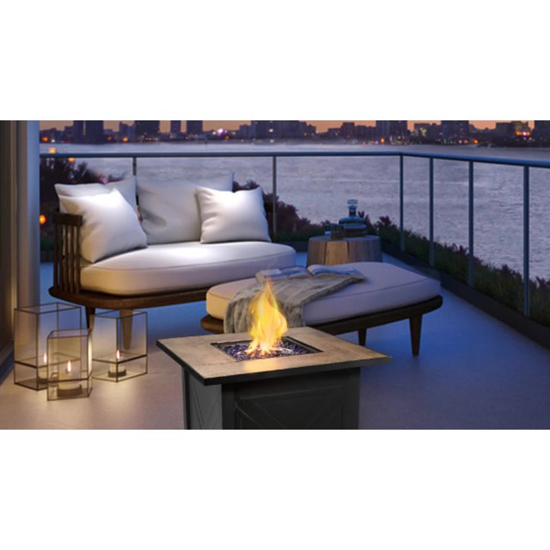 Farmhouse 27″ Square Steel Ceramic Propane Gas Fire Pit Table – Teamson Home