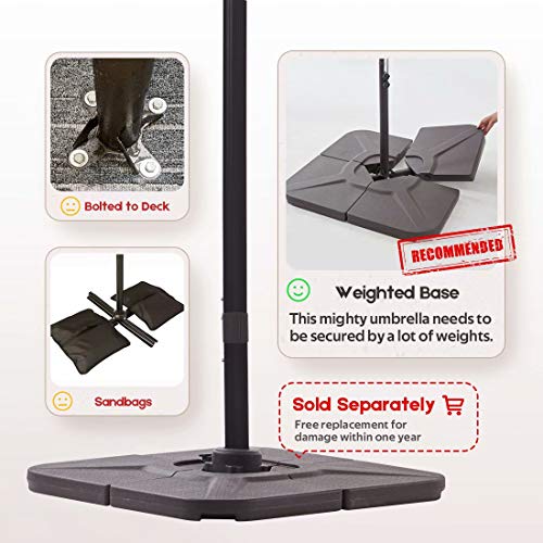 wikiwiki S Series 10 FT Aluminum Cantilever Patio Umbrella, Solution Dyed Fabric Outdoor Round Offset Market Hanging Umbrellas 360° Rotation, Integrated Tilting System and Cross Base (Pine Green)