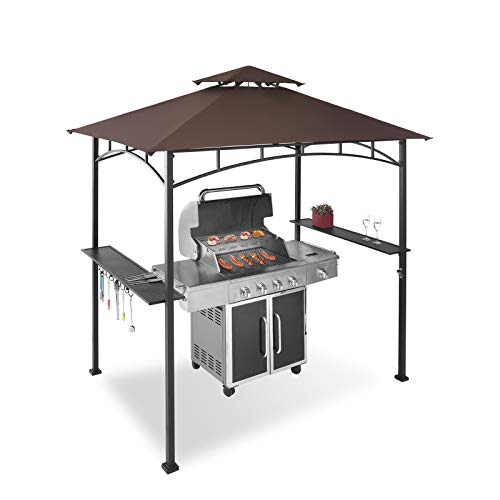 FAB BASED 8x5 Grill Gazebo Canopy for Patio Outdoor BBQ Gazebo with Shelves Barbeque Grill Canopy with Extra 2 LED Lights