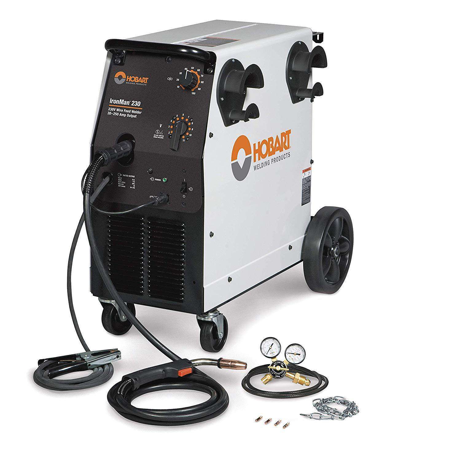 Hobart 500536 Ironman 230 200(208)/230V 60HZ 1 PH MIG Welder with Wheel Kit and Cylinder Rack New
