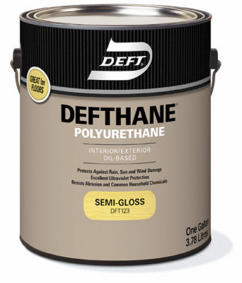 Deft Defthane Semi-Gloss Clear Polyurethane 1 gal. (Pack of 4)