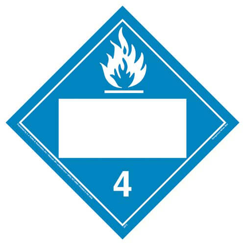 JJ Keller Division 4.3 Dangerous When Wet Placard - Imprinted, 4 mil Vinyl Removable Adhesive (Pack of 25)