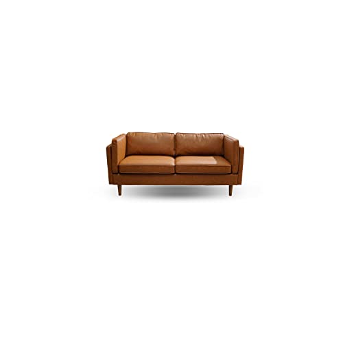 Creative Co-Op Atley High Sided Sofas, Brown Vegan Leather