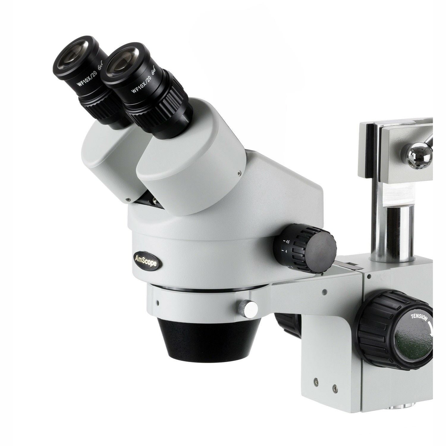 Amscope SM-4B 7X - 45X Binocular Stereo Zoom Microscope with Double Arm Boom Stand New