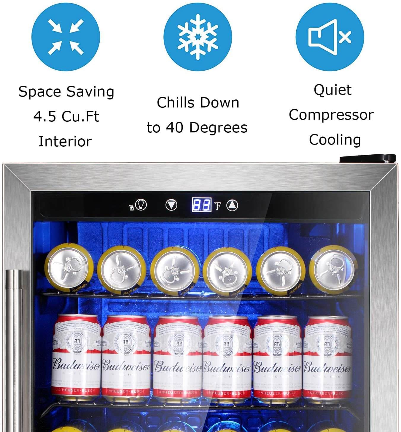 Antarctic Star W58128SSH 120 Can 4.5 Cubic Feet Beverage Mini Fridge Digital Temperature Control New