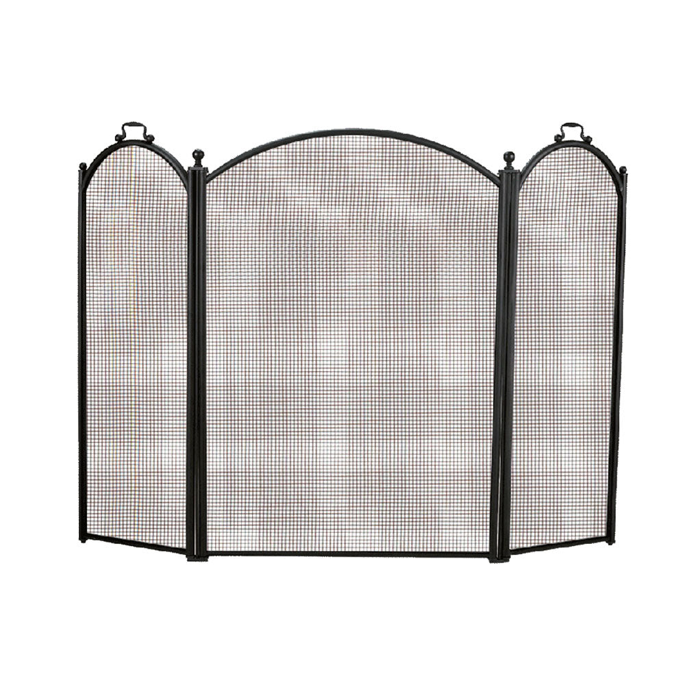 Dagan 3-Fold Black Arched Fireplace Screen