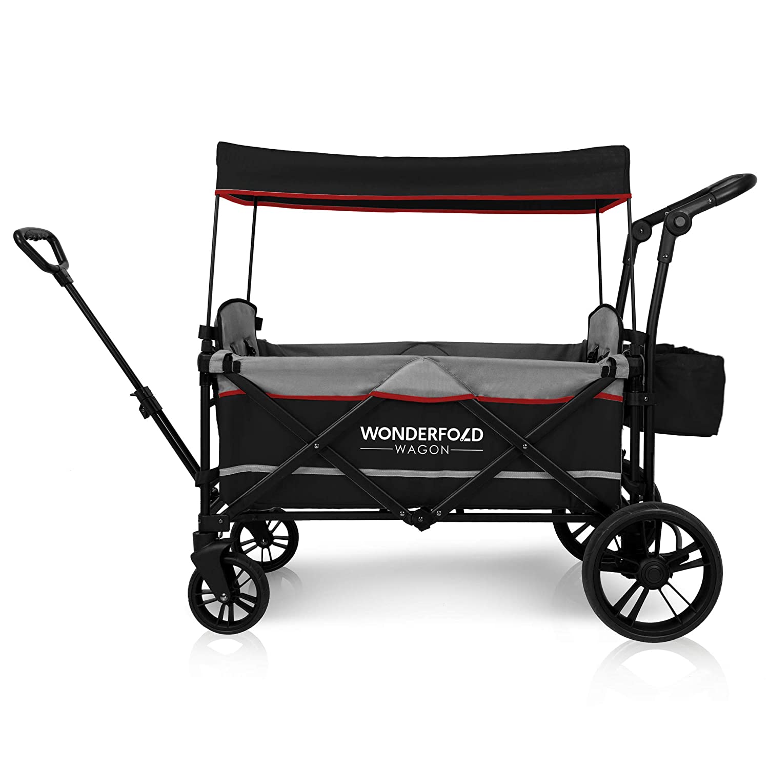 WonderFold Baby X2 Push/Pull 2-Passenger Double Stroller Wagon Black New
