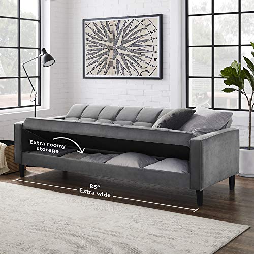 Loft Lyfe Velvet Sofa Bed - Grey | Design: James | Convertible | Tufted | 85