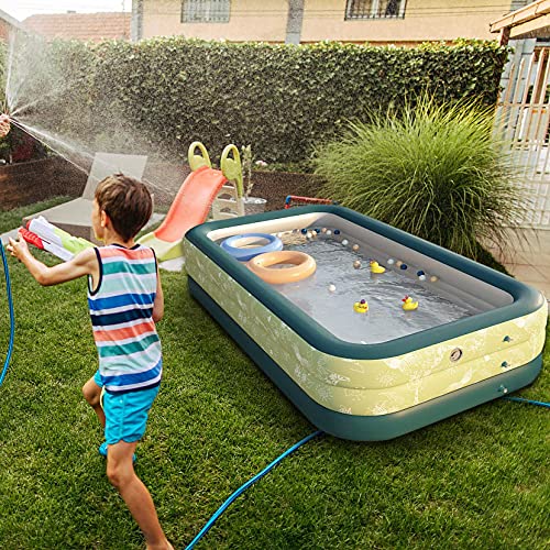 Inflatable Swimming Pool, Inflatable Pool for Kids Adults, Family Pool Bath Toys Square Outdoor, Garden, Backyard, Summer Water Party, with or Without Awning (118