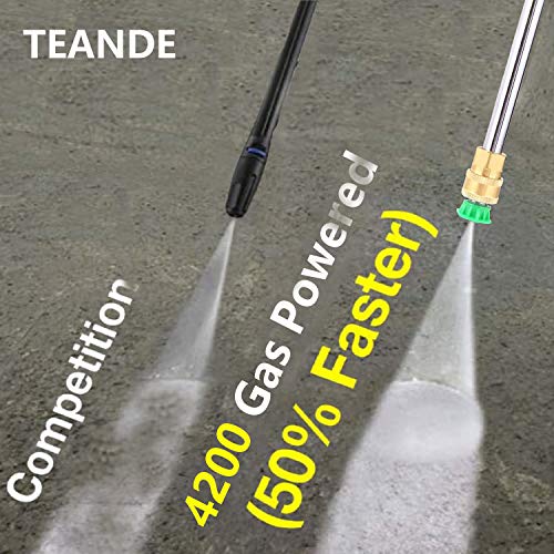 TEANDE 4200PSI Gas Pressure Washer 2.8GPM Power Washer 212CC Gas Pressure Washer Powered, High-Pressure Hose 5 Nozzles (Black)