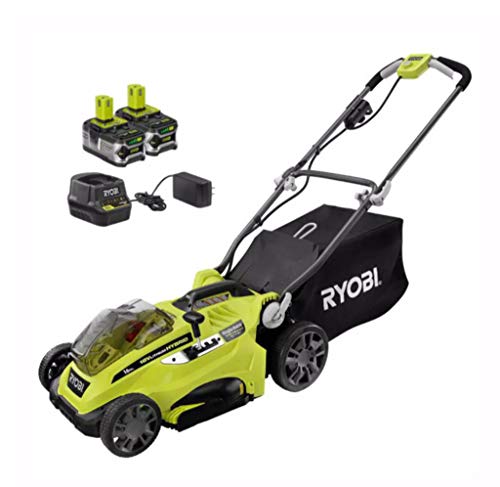 RYOBI 16 in. One+ 18-Volt Lithium-Ion Hybrid Walk Behind Push Lawn Mower Kit - with Batteries & Charger – P1121