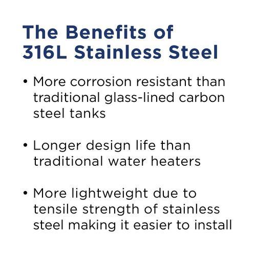 Westinghouse WEC080C3W165 80 Gal. Lifetime 16500W Electric Water Heater with Durable 316l Stainless Steel Tank New