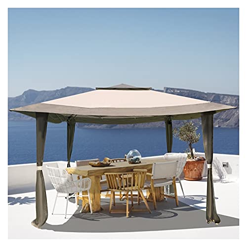 GFITNHSKI 12'x12' Outdoor Patio Gazebo Canopy Tent, Gazebo Double Tier Patio Canopy Steel Frame with Netting and Shade Curtains, UV Block Sun Shade Gazebo Canopy for Backyard,Patio,Party,Event