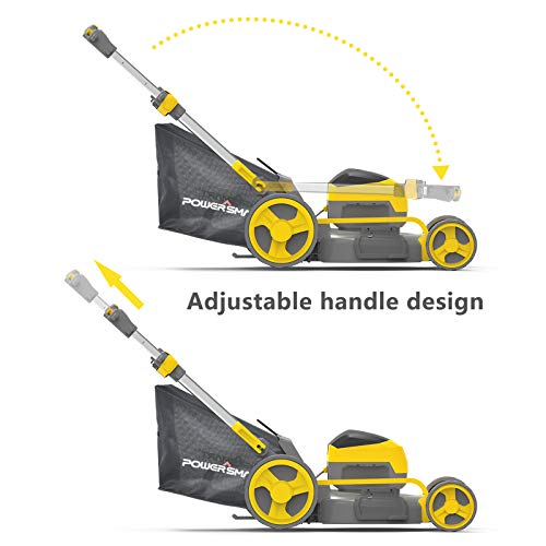 PowerSmart Lawn Mower, 21-inch Push Lawn Mower, 80V 6Ah Battery Powered Lawn Mower, Cordless Electric Lawn Mower, 5 Adjustable Heights (1.18''-3.0'' ), Battery & Charger Included, PS76821