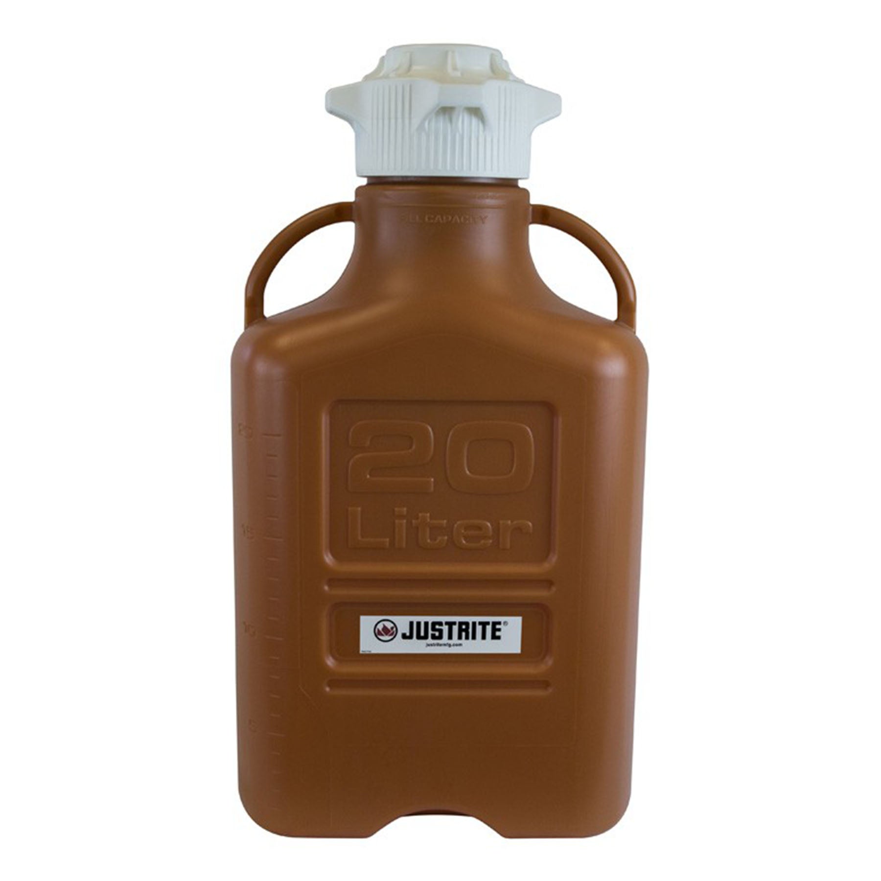 Justrite Carboy, High Density Polyethylene (HDPE), Amber, 120mm Cap