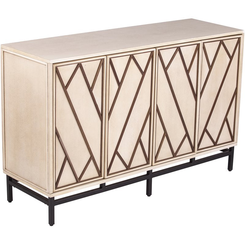 Wooden Art Deco Buffet in Antique Cream and Black