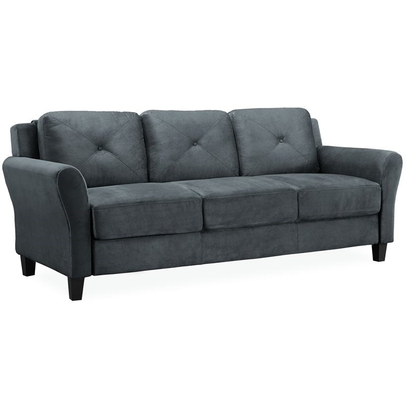 Harvard Sofa in Dark Gray Microfiber Upholstery