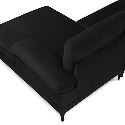 Casa Andrea Milano Modern Large Velvet Fabric U-Shape Sectional Sofa with Black Legs, Double Extra Wide Chaise Lounge Couch